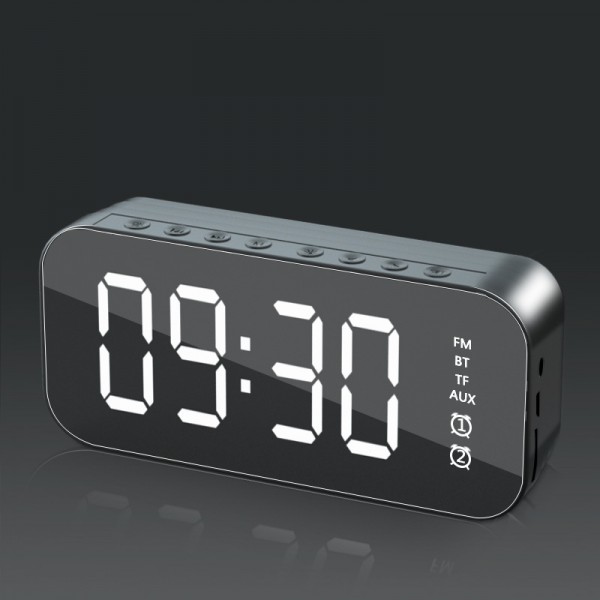 Cross Border Mini Wireless Card Alarm Clock, Bluetooth Sound System, Portable LED Mirror Mobile Phone Voice Broadcast Speaker Wholesale